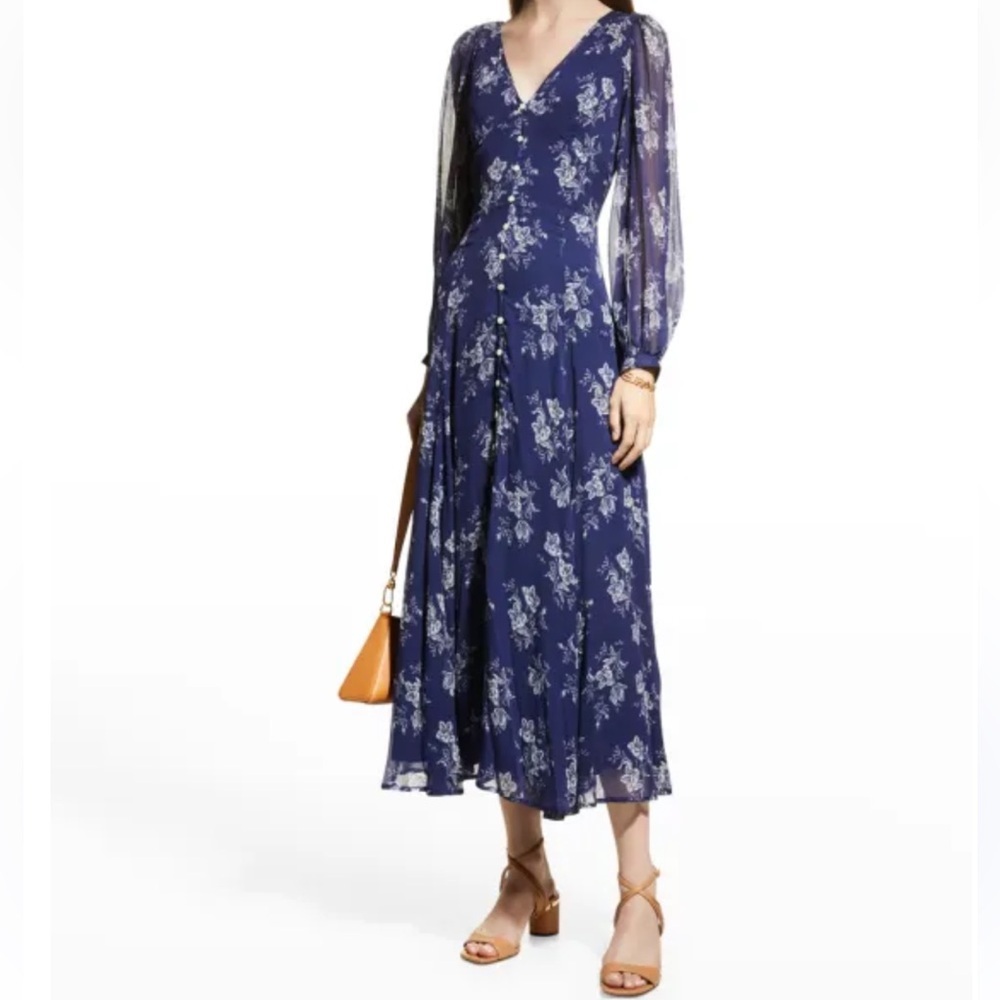 Polo by Ralph Lauren Navy Floral Midi Dress